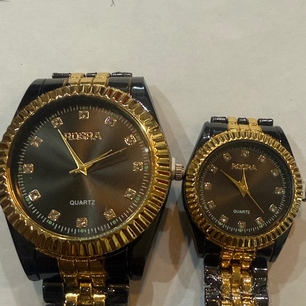 #59 Rosra Gold and Black His and Hers Watch Set